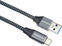 USB kabel PremiumCord USB-C - USB-A 3.0 Braided Siva 1 m USB kabel