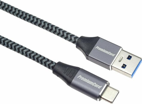 Cable USB PremiumCord USB-C - USB-A 3.0 Braided Gris 2 m Cable USB - 1