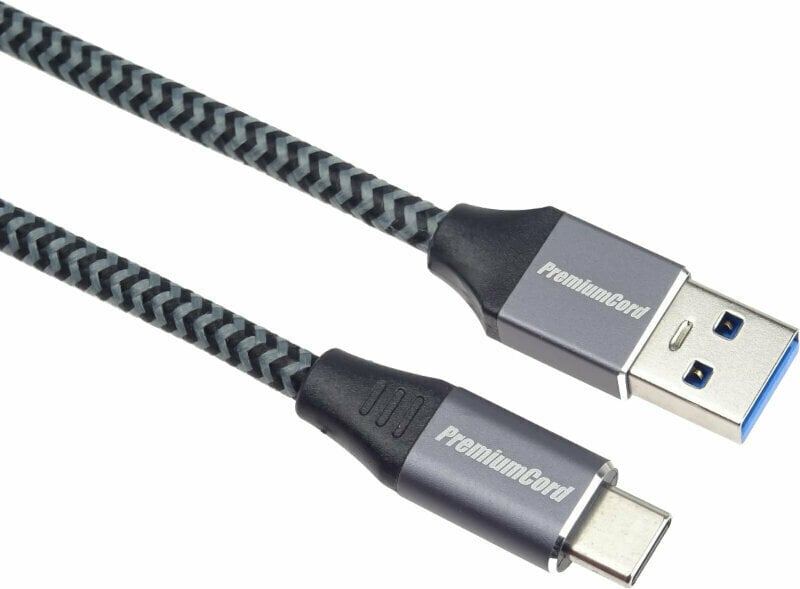 PremiumCord USB-C - USB-A 3.0 Braided Grau 3 m USB Kabel