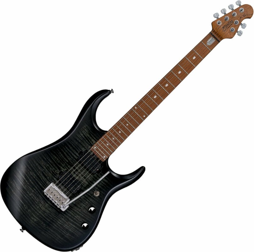 Electric guitar Sterling by MusicMan JP150 Flame Maple Trans Satin Black