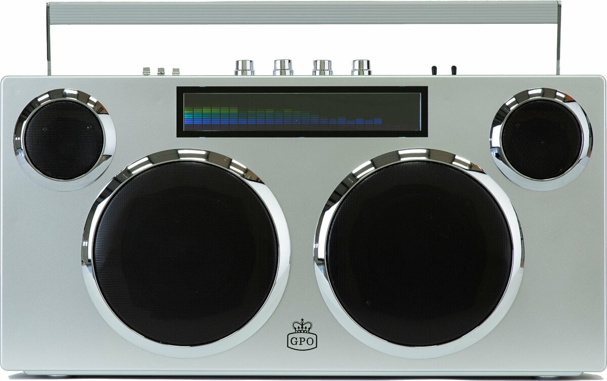 Portable Lautsprecher GPO Retro Manhattan - Boombox Stereo Silber