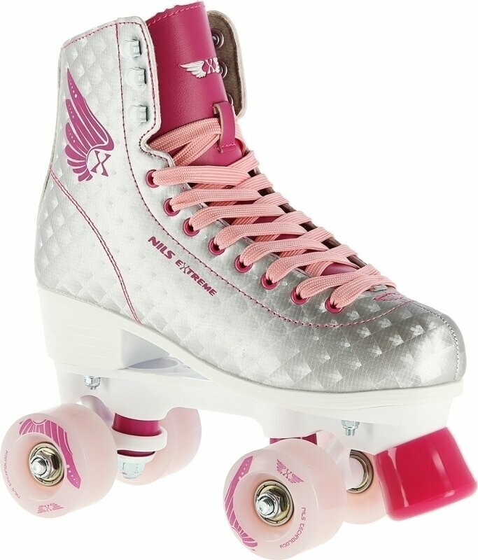 Double Row Roller Skates Nils Extreme NQ14198 Pink 35 Double Row Roller Skates