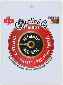 Cordes de guitares acoustiques Martin MA540TPK3 Authentic Lifespan - 1