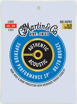 Χορδές για Ακουστική Κιθάρα Martin MA140PK3 Authentic SP - 1