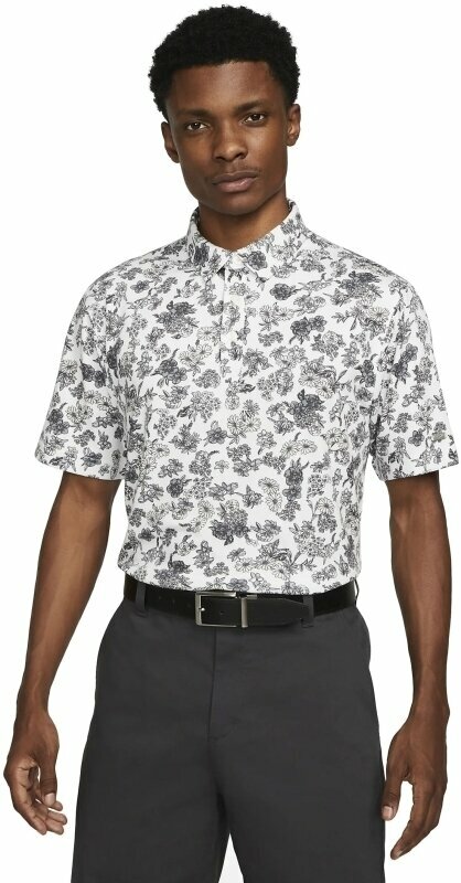 Polo Shirt Nike Dri-Fit Player Floral Mens Polo Shirt White/Brushed Silver L