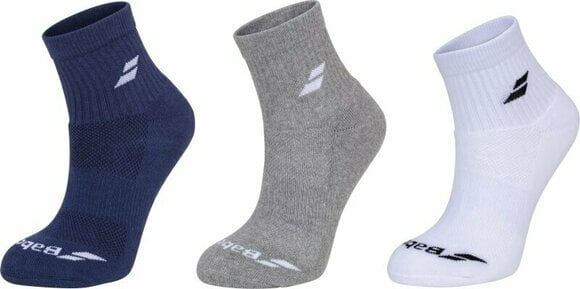 Socks Babolat Quarter 3 Pairs Pack White/Estate Blue/Grey 39-42 Socks - 1