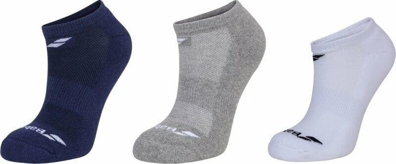 Chaussettes Babolat Invisible 3 Pairs Pack White/Estate Blue/Grey 35-38 Chaussettes