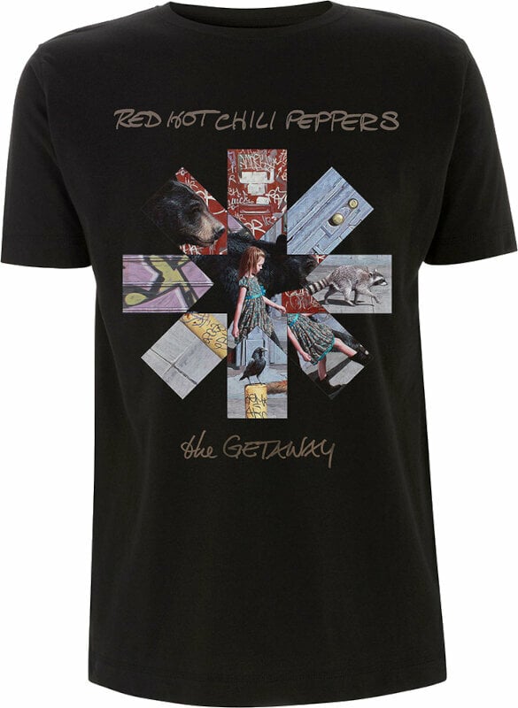 Camiseta de manga corta Red Hot Chili Peppers Camiseta de manga corta Getaway Album Asterisk Unisex Black XL
