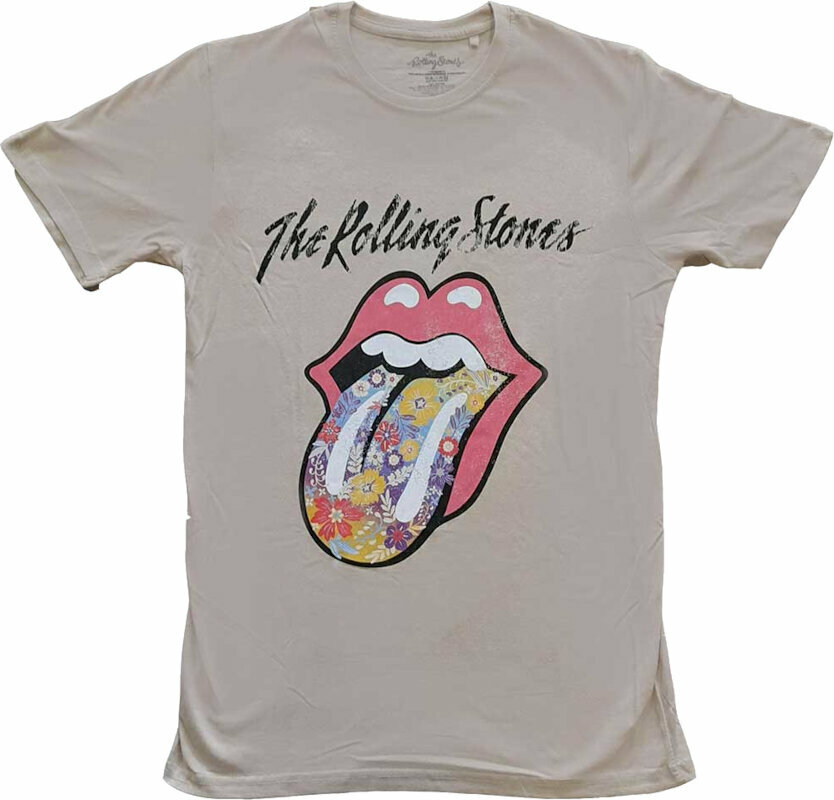 Skjorte The Rolling Stones Skjorte Flowers Tongue Unisex Sand S