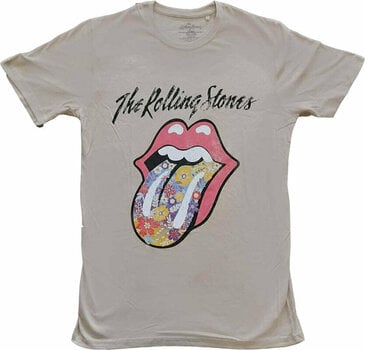 T-Shirt The Rolling Stones T-Shirt Flowers Tongue Unisex Sand M - 1
