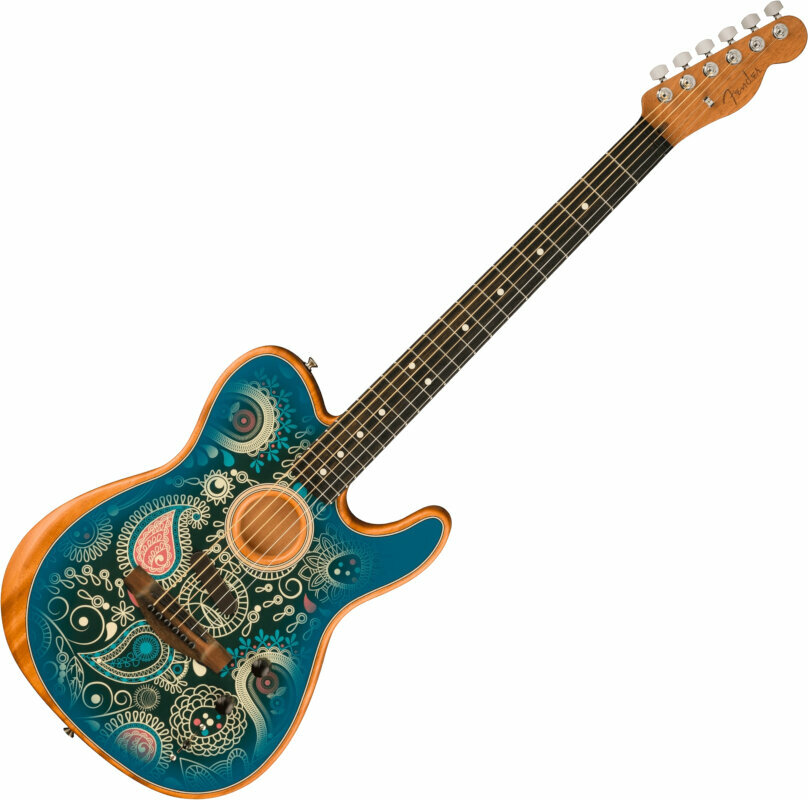 Guitare acoustique-électrique Fender FSR American Acoustasonic Telecaster Blue Paisley Guitare acoustique-électrique