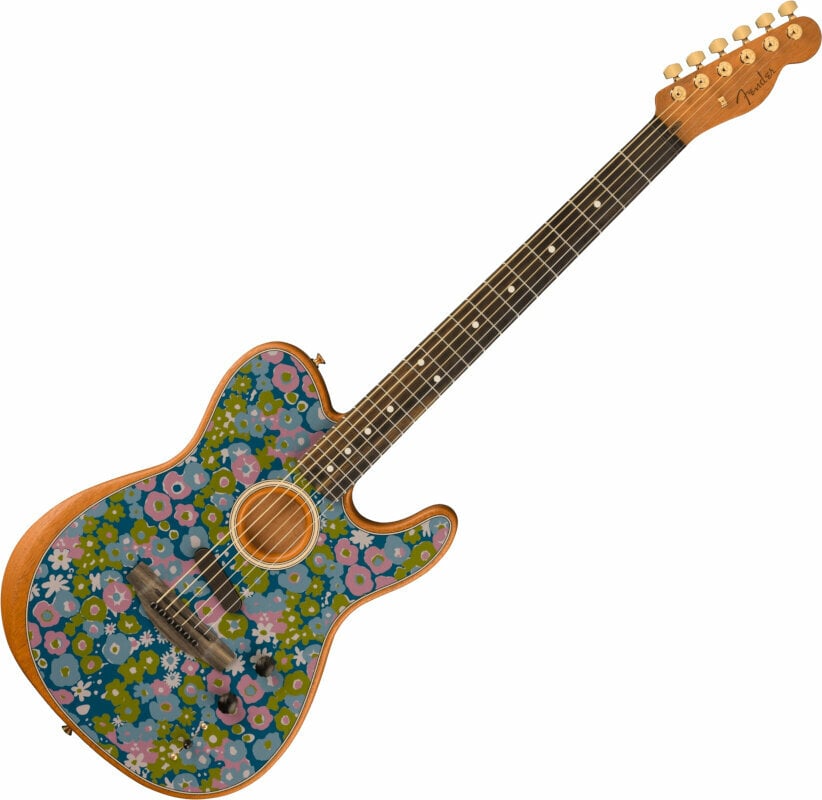 Elektroakusztikus gitár Fender FSR American Acoustasonic Telecaster Blue Flower