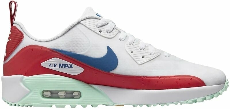 Calçado de golfe para homem Nike Air Max 90 G NRG U22 Golf Shoes Summit White/Dark Marina Blue/Red Clay 44