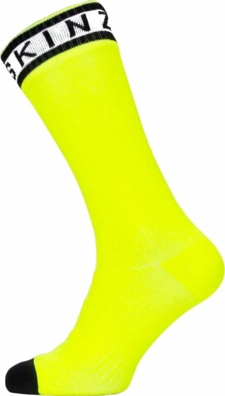 Șosete ciclism Sealskinz Waterproof Warm Weather Mid Length Sock With Hydrostop Neon Yellow/Black/White L Șosete ciclism
