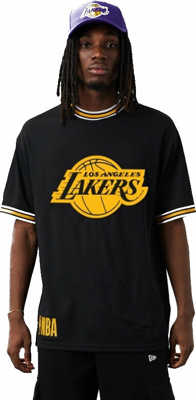 Pulóver Los Angeles Lakers NBA Team Logo Oversized Mesh T-shirt Black/Yellow M Pulóver