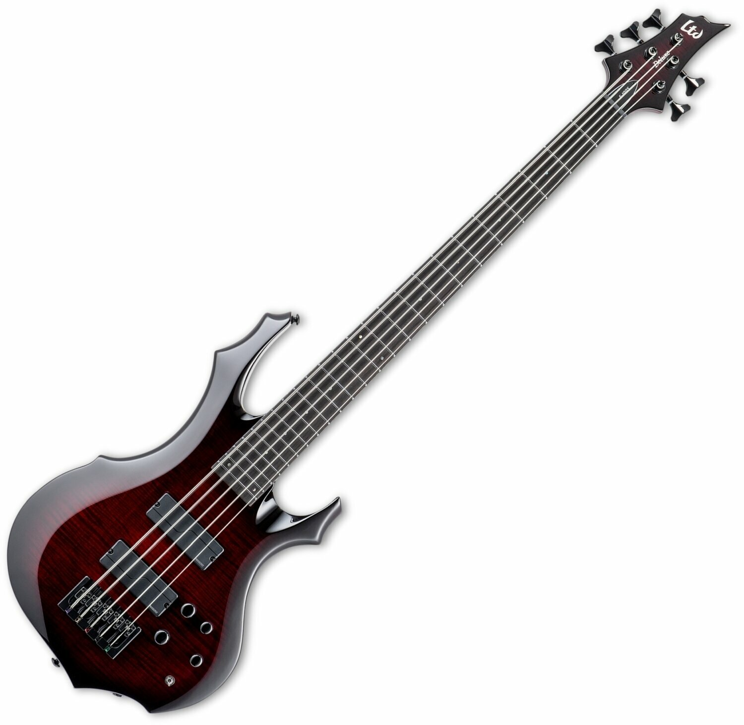 5-saitiger E-Bass, 5-Saiter E-Bass ESP LTD F-1005 See-Thru Black Cherry Sunburst