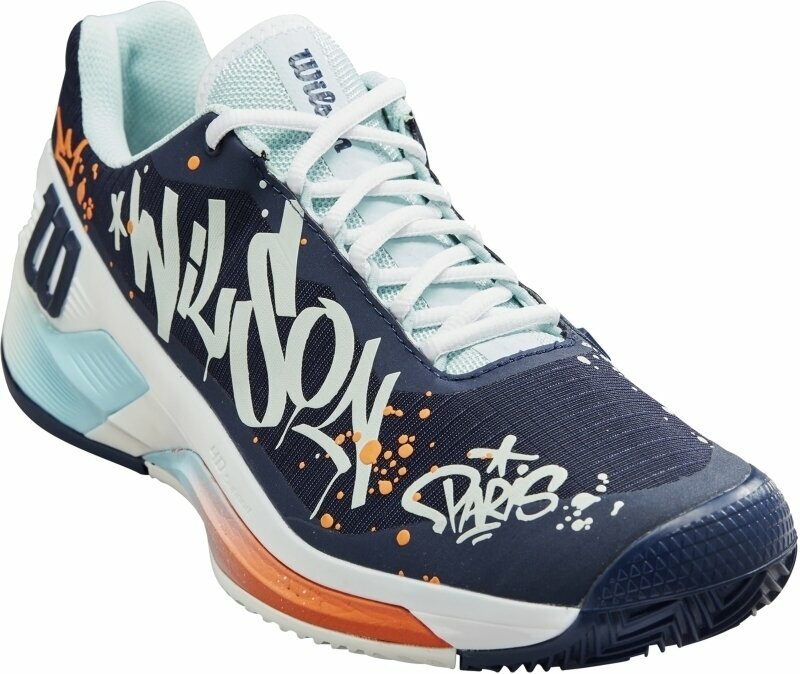 Тенис > Обувки за тенис > Мъжки обувки Wilson Rush Pro 4.0 Mens Tennis Shoes 46 Peacoat/Clear Water/Orange Tiger