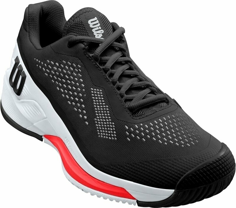 Pánska tenisová obuv Wilson Rush Pro 4.0 Mens Tennis Shoe Black/White/Poppy Red 44 Pánska tenisová obuv