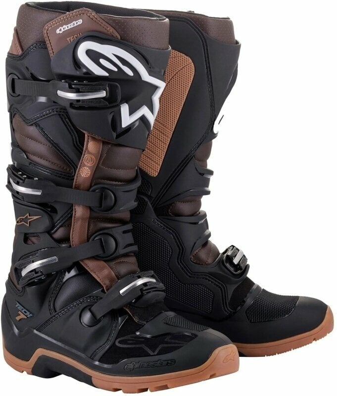 Motoristični čevlji Alpinestars Tech 7 Enduro Boots Black/Dark Brown 42 Motoristični čevlji