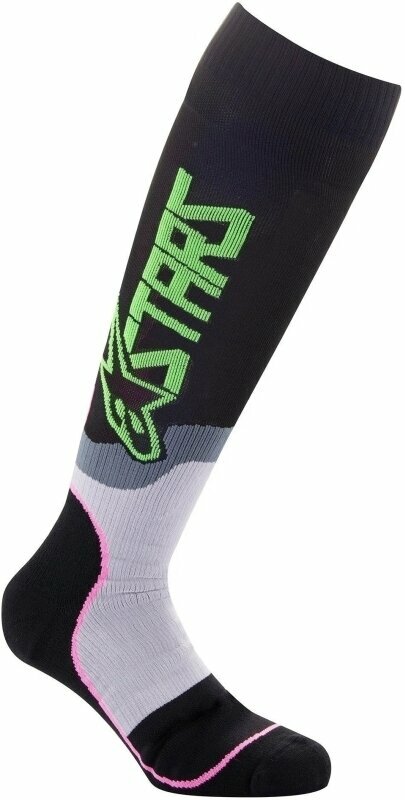 Socken Alpinestars Socken MX Plus-2 Socks Black/Green Neon/Pink Fluorescent L