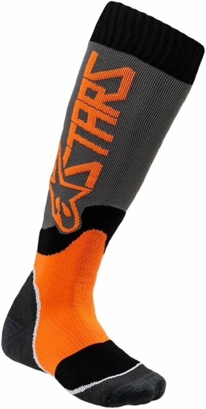 Chaussettes Alpinestars Chaussettes MX Plus-2 Socks Cool Gray/Orange Fluorescent L
