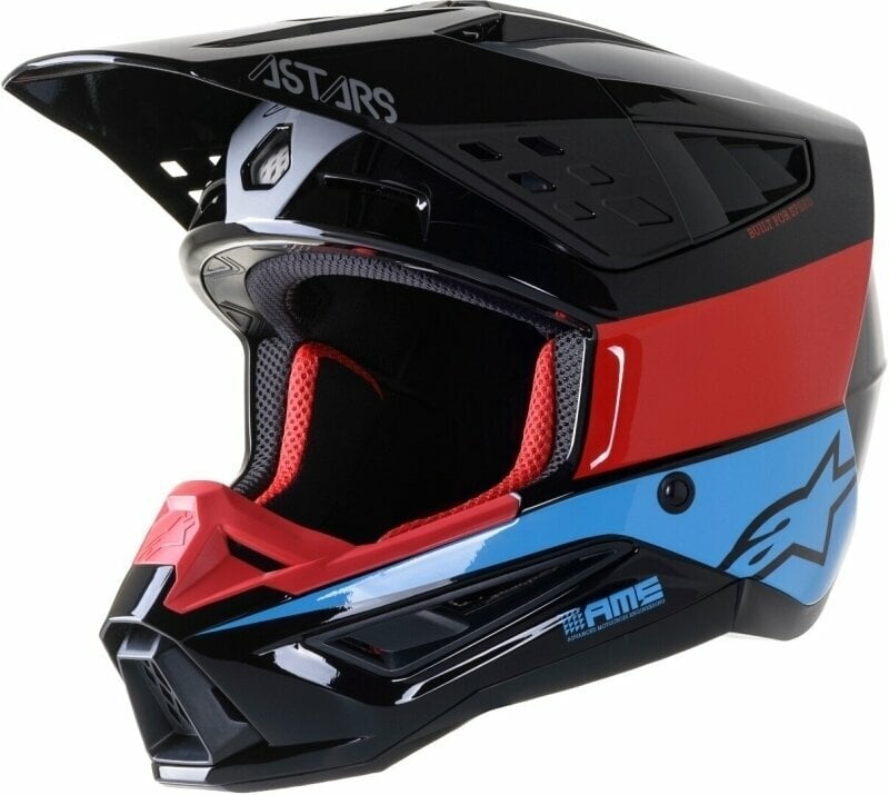 Hjelm Alpinestars S-M5 Bond Helmet Black/Red/Cyan Glossy L Hjelm
