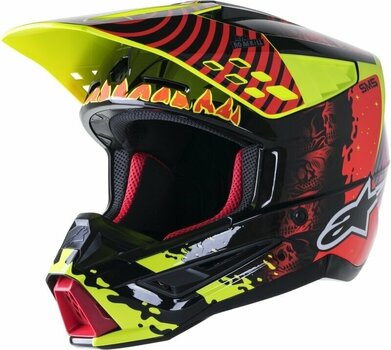 Čelada Alpinestars S-M5 Solar Flare Helmet Black/Red Fluorescent/Yellow Fluorescent/Glossy S Čelada - 1