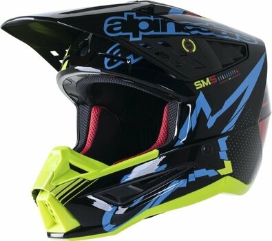 Kask Alpinestars S-M5 Action Helmet Black/Cyan/Yellow Fluorescent/Glossy L Kask - 1