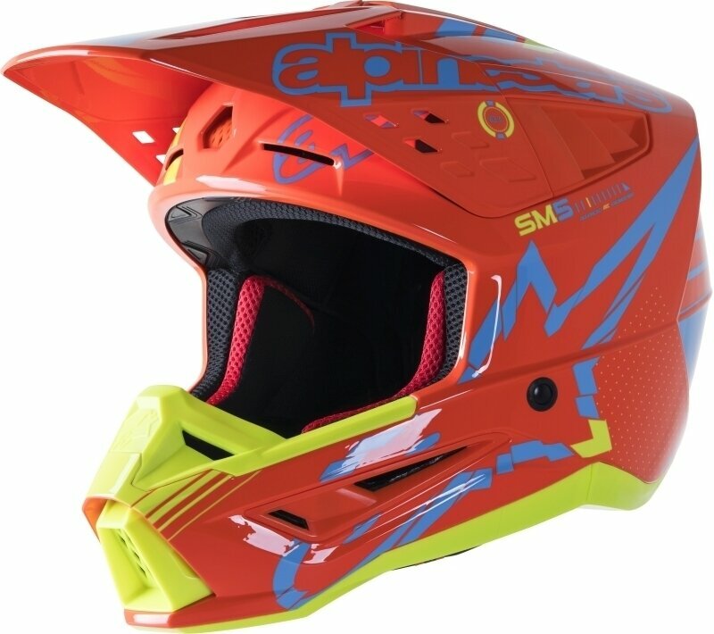 Bukósisak Alpinestars S-M5 Action Helmet Orange Fluorescent/Cyan/Yellow Fluorescent/Glossy M Bukósisak