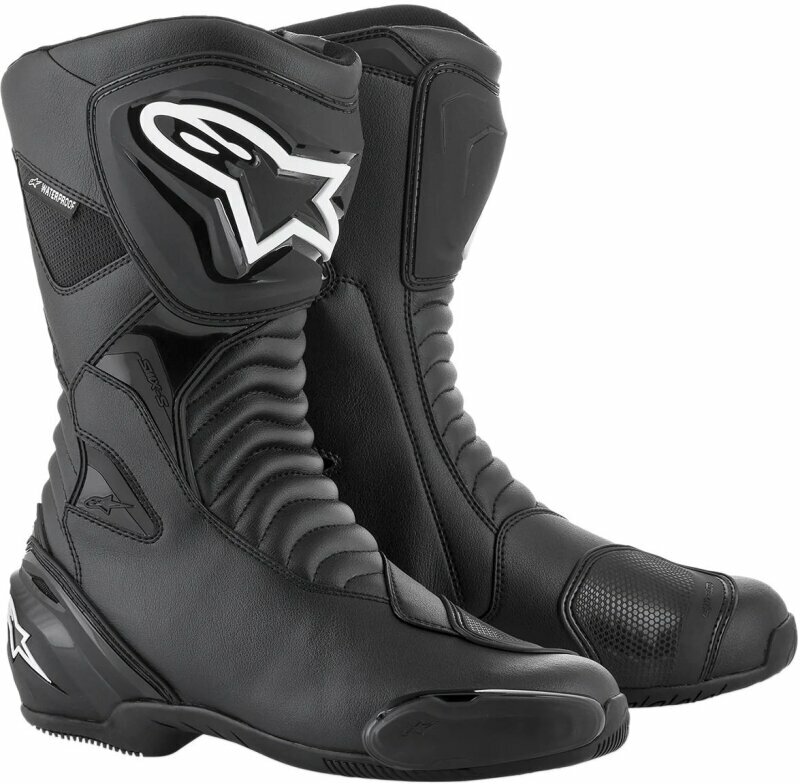 Motorcykel støvler Alpinestars SMX S Waterproof Boots Black/Black 36 Motorcykel støvler