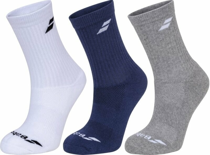 Chaussettes Babolat 3 Pairs Pack White/Estate Blue/Grey 35-38 Chaussettes