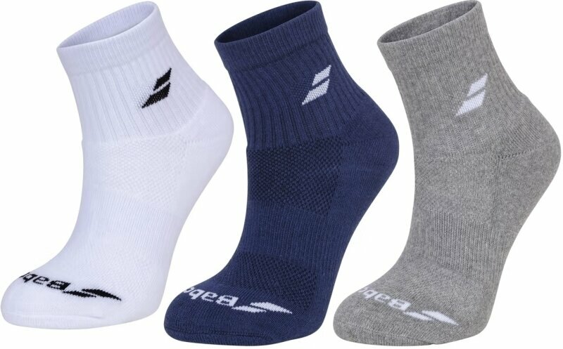 Ponožky Babolat Quarter 3 Pairs Pack White/Estate Blue/Grey 35-38 Ponožky