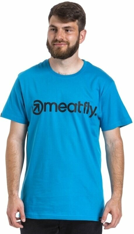 Outdoorové tričko Meatfly Logo T-Shirt Ocean Blue M Tričko