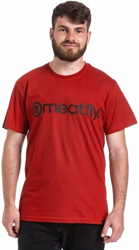 Ulkoilu t-paita Meatfly Logo T-Shirt Dark Red M T-paita