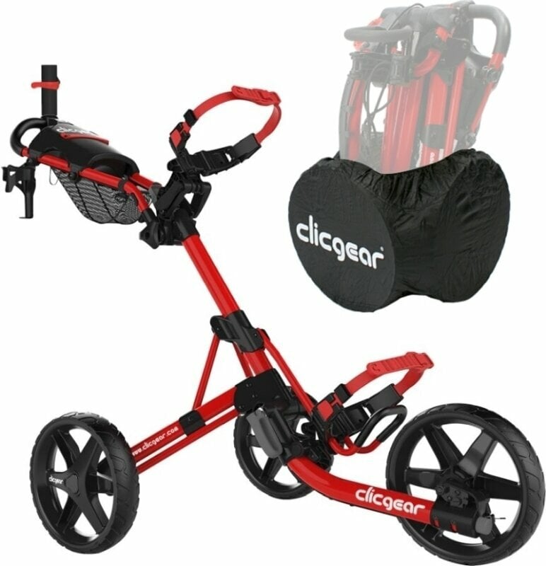 Manuálny golfový vozík Clicgear Model 4.0 SET Matt Red Manuálny golfový vozík