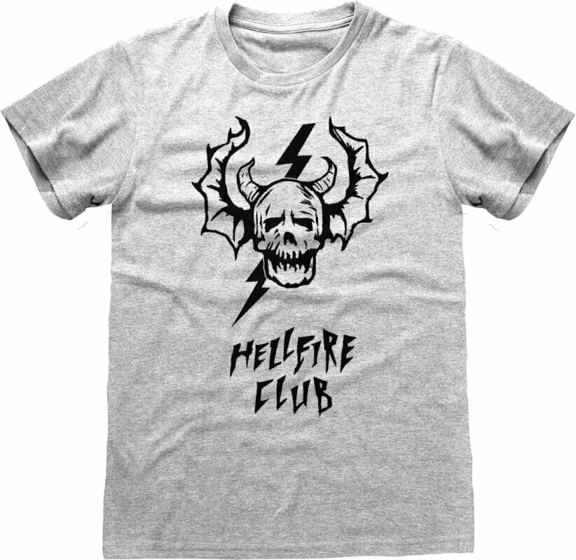 T-Shirt Stranger Things T-Shirt Hellfire Skull Unisex Grey S