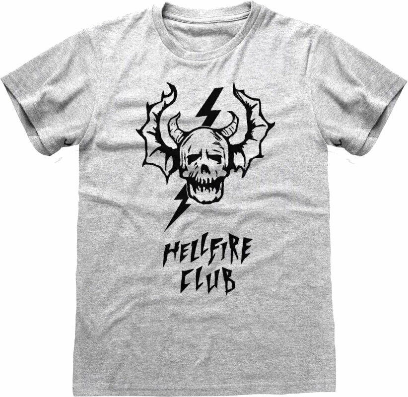 T-Shirt Stranger Things Hellfire Skull Grey XL T-Shirt