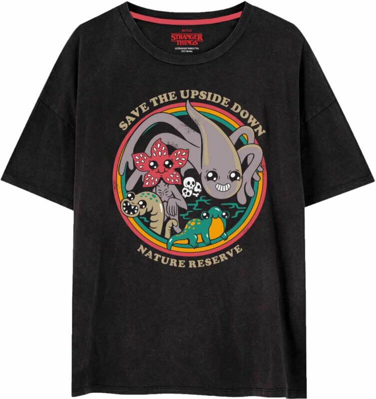 Tričko Stranger Things Upside Down Moon Wash Black S Tričko