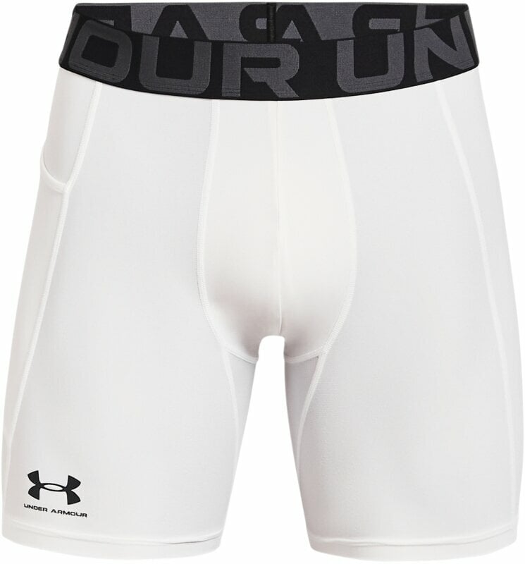 Sous-vêtements de course Under Armour Men's HeatGear Armour Compression Shorts White/Black XL Sous-vêtements de course