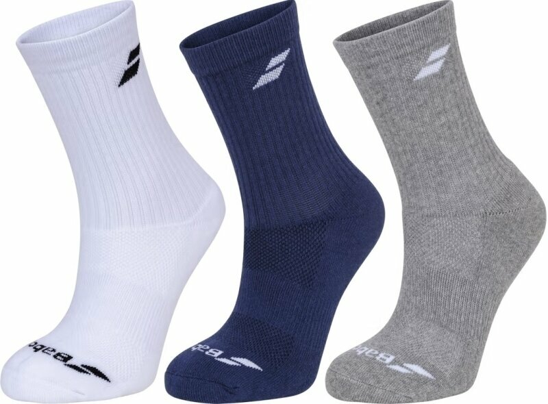 Chaussettes Babolat 3 Pairs Pack White/Estate Blue/Grey 39-42 Chaussettes