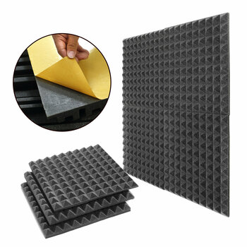 Panel de espuma absorbente Veles-X Acoustic Pyramids Self-Adhesive 30 x 30 x 3 cm - MVSS 302 Anthracite Panel de espuma absorbente - 1