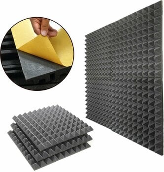 Panneau de mousse absorbant Veles-X Acoustic Pyramids Self-Adhesive 50 x 50 x 5 cm - MVSS 302 Anthracite - 1