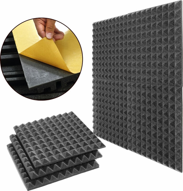 Absorpčný panel penový Veles-X Acoustic Pyramids Self-Adhesive 30 x 30 x 3 cm Anthracite