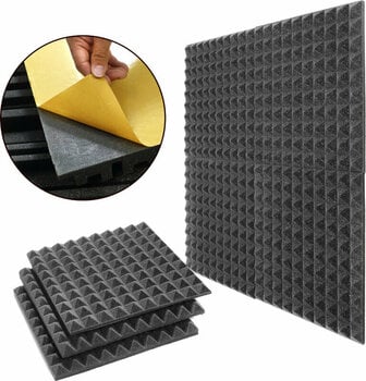 Absorbent foam panel Veles-X Acoustic Pyramids Self-Adhesive 30 x 30 x 3 cm Anthracite - 1