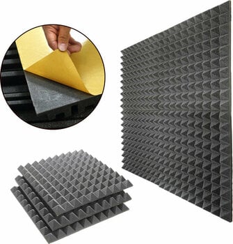 Absorbent foam panel Veles-X Acoustic Pyramids Self-Adhesive 50 x 50 x 5 cm Anthracite - 1