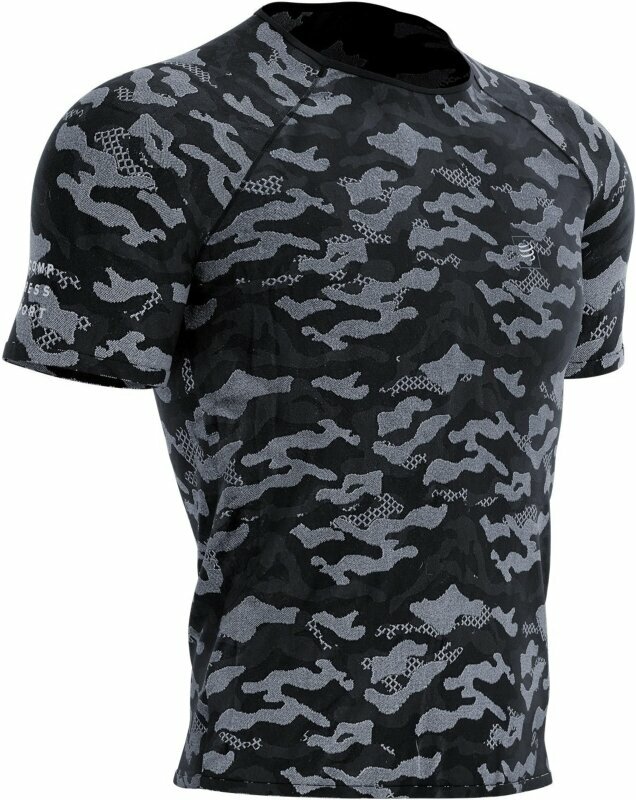 Løbe t-shirt med korte ærmer Compressport Training SS Tshirt M Camo Premium Black Camo L Løbe t-shirt med korte ærmer