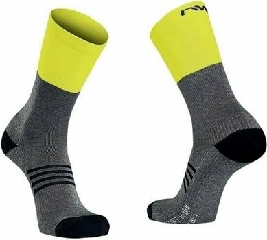 Fietssokken Northwave Extreme Pro High Sock Grey/Yellow Fluo XS Fietssokken - 1