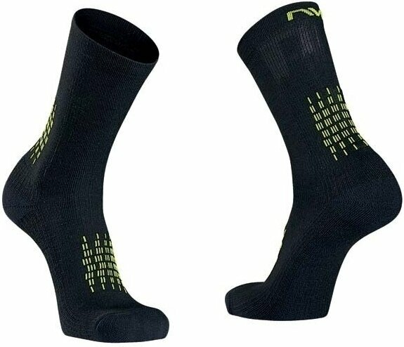 Чорапи за колоездене Northwave Fast Winter High Sock Black/Yellow Fluo M Чорапи за колоездене