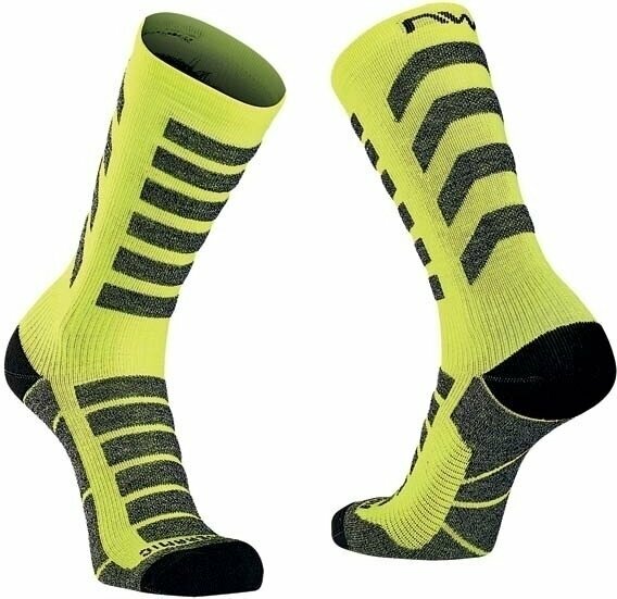 Чорапи за колоездене Northwave Husky Ceramic High Sock Yellow Fluo XS Чорапи за колоездене