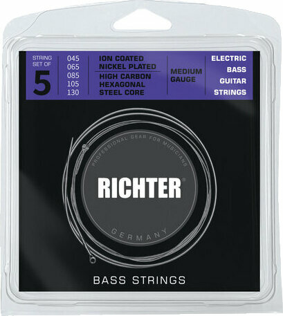Saiten für 5-saitigen E-Bass, Saiten für 5-Saiter E-Bass Richter Ion Coated Electric Bass 5 Strings - 045-130